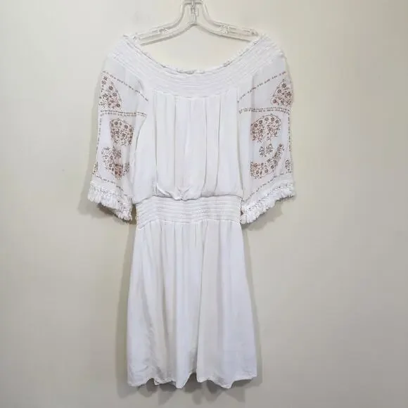 Xhilaration off the shoulder embroidered short sleeve peasant dress woman size S - Picture 3 of 8